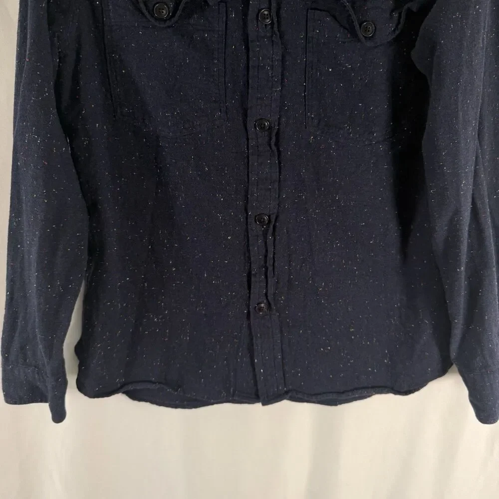 Banana Republic Untucked Shirt Men's Small Blue Speckled Standard Organic Cotton